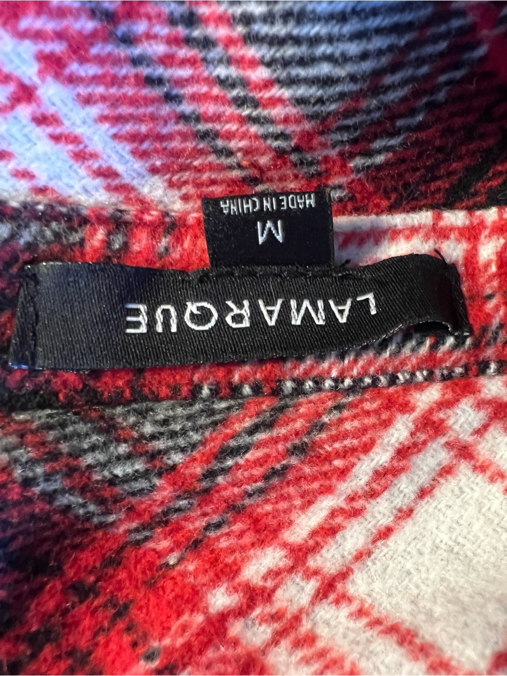 LAMARQUE Plaid Shacket Overshirt Red Black Flannel Jacket M - Picture 8 of 10